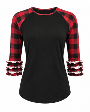 ILTEX Apparel Adult Clothing Buffalo Black Red Plaid Ruffle Adult