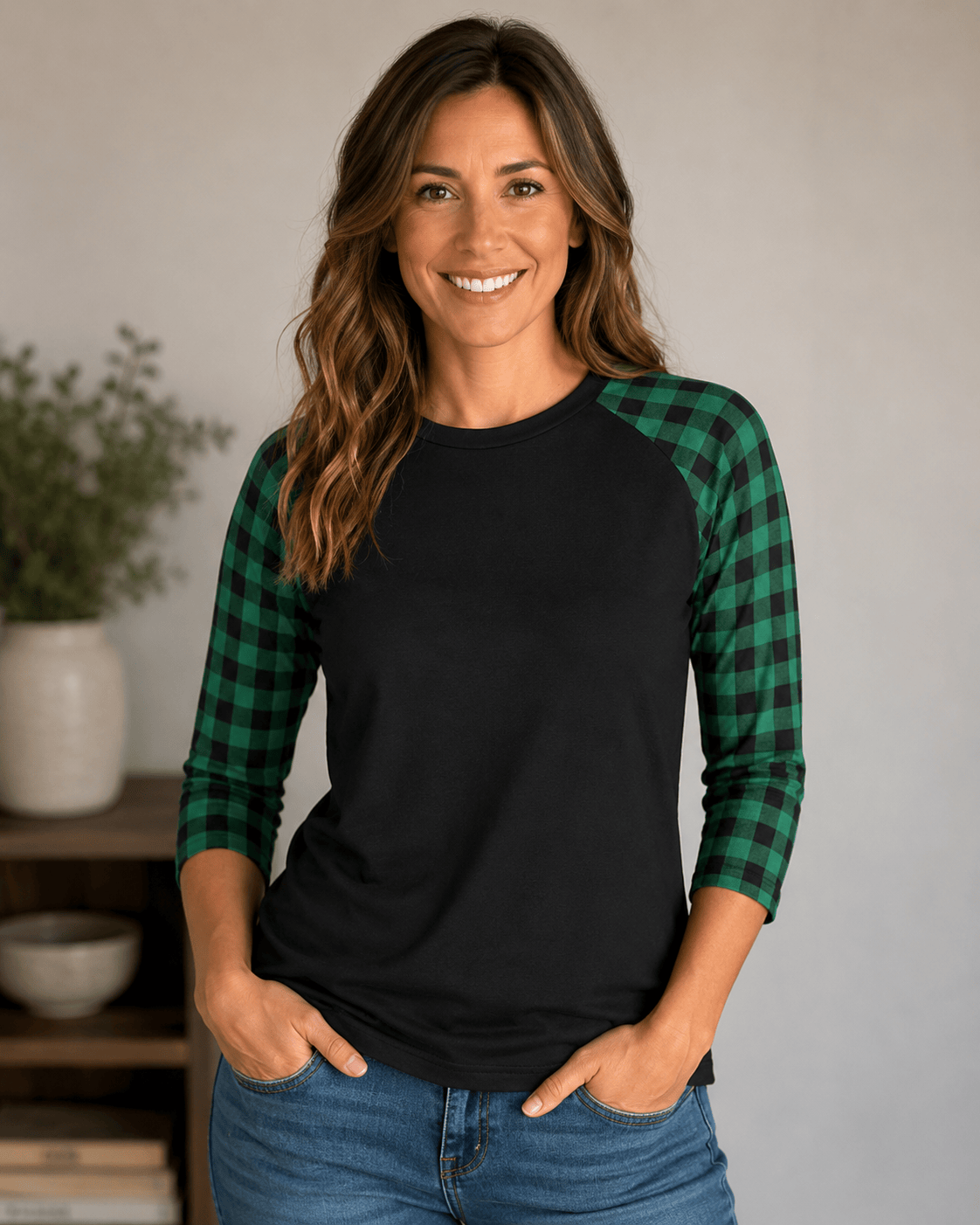 ILTEX Apparel Adult Clothing Buffalo Plaid Black Green Top Adult