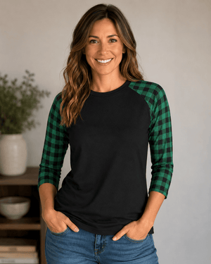 ILTEX Apparel Adult Clothing Buffalo Plaid Black Green Top Adult