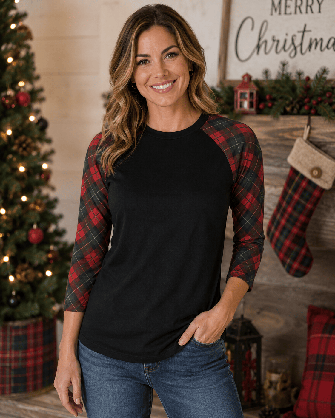ILTEX Apparel Adult Clothing Buffalo Plaid Black Red/Green Top Adult