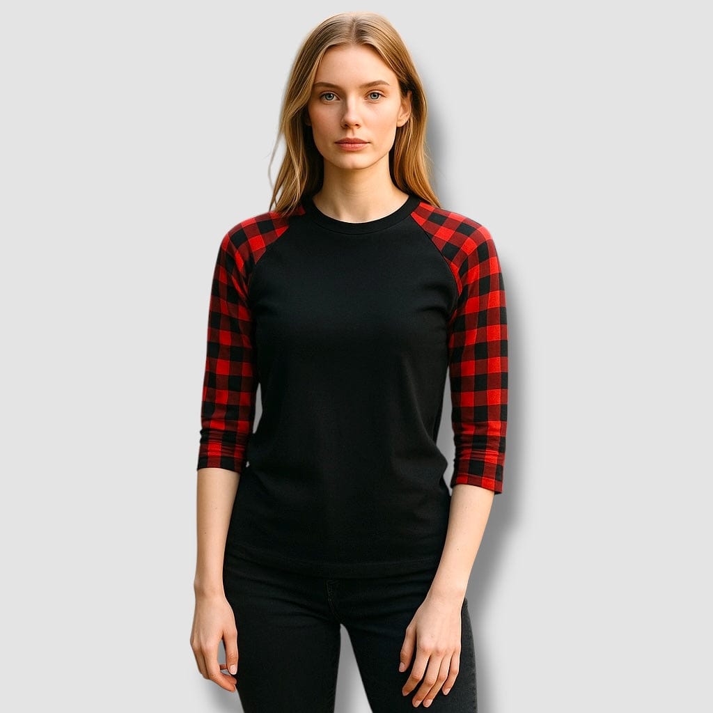 ILTEX Apparel Adult Clothing Buffalo Plaid Black Red Top Adult