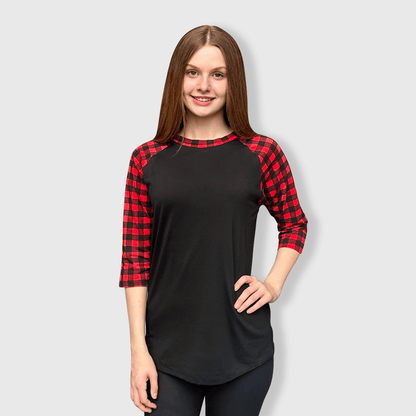 ILTEX Apparel Adult Clothing Buffalo Plaid Black Red Top Adult