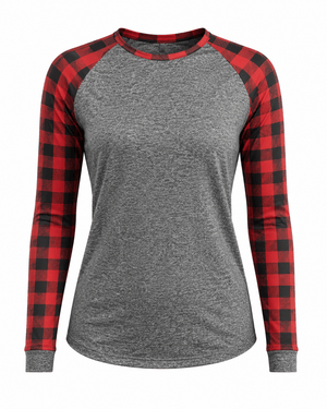 ILTEX Apparel Adult Clothing Buffalo Plaid Long Sleeves Cotton Top