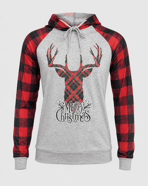 ILTEX Apparel Adult Clothing Buffalo Plaid 'Merry Christmas' Raglan Hoodie