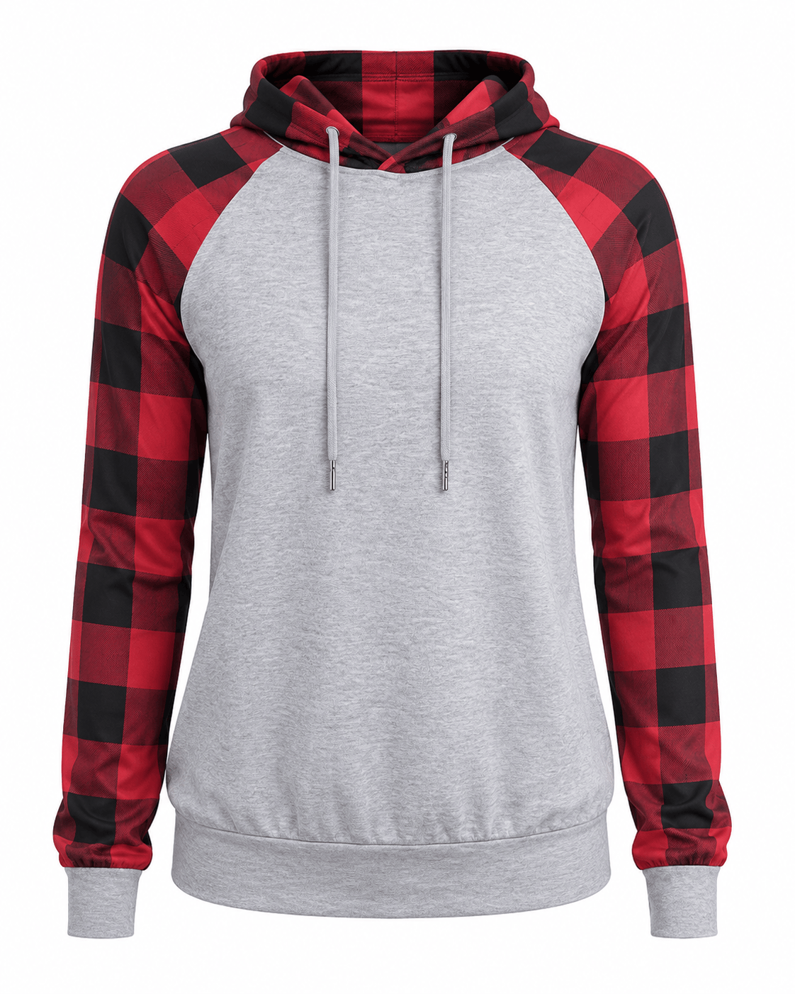 ILTEX Apparel Adult Clothing Buffalo Plaid Plain Raglan Hoodie