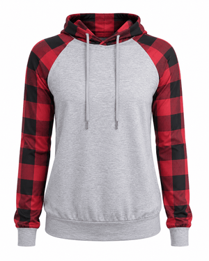 ILTEX Apparel Adult Clothing Buffalo Plaid Plain Raglan Hoodie