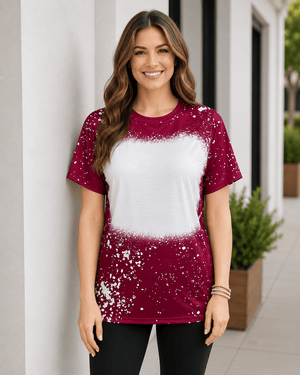 ILTEX Apparel Adult Clothing Burgundy / Small FAUX Bleached Tees - Adult