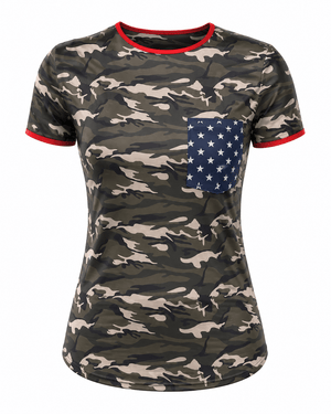 ILTEX Apparel Adult Clothing Camouflage Stars Short Sleeve Top