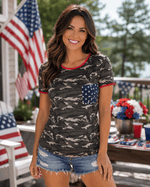 ILTEX Apparel Adult Clothing Camouflage Stars Short Sleeve Top