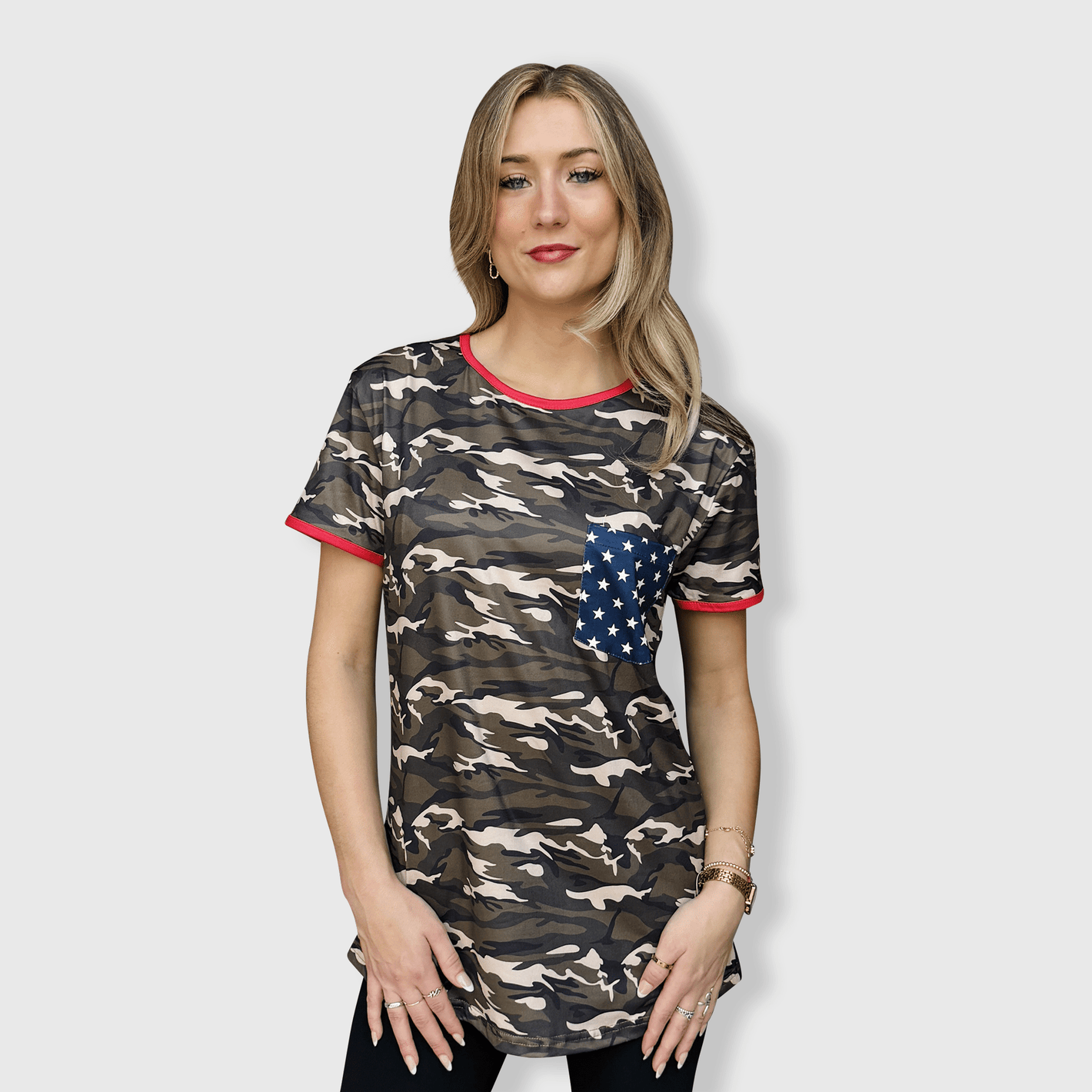 ILTEX Apparel Adult Clothing Camouflage Stars Short Sleeve Top