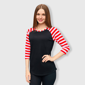 ILTEX Apparel Adult Clothing Candy Cane Black Red Stripes Polyester Top