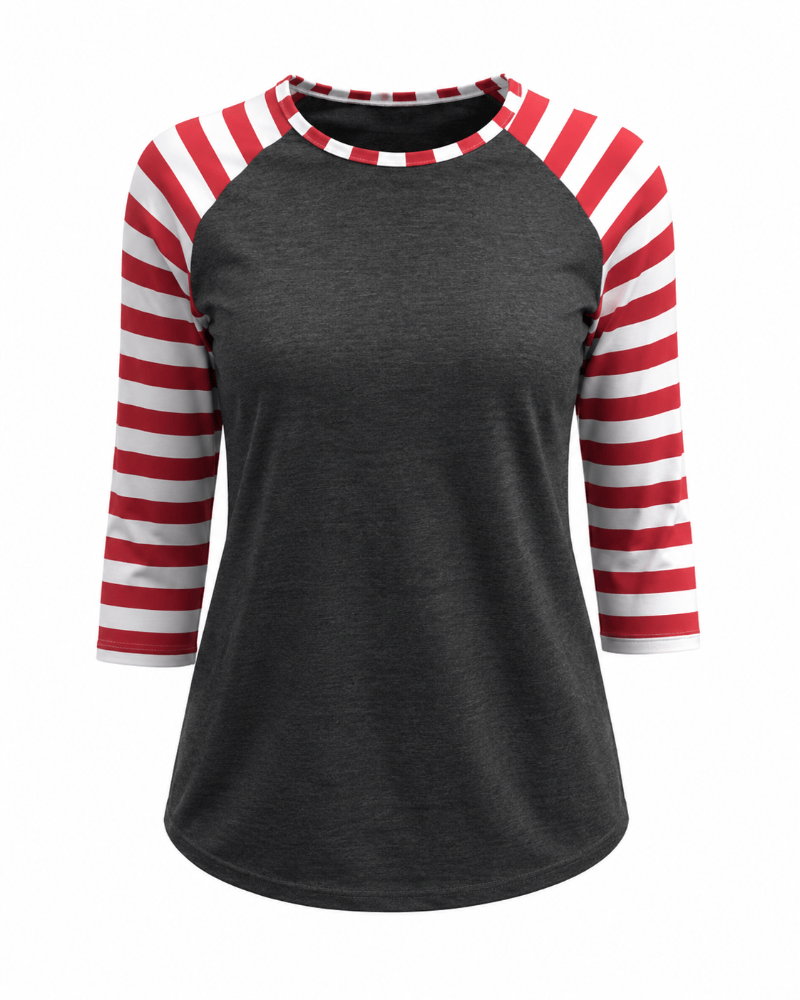 ILTEX Apparel Adult Clothing Candy Cane Charcoal Red Stripes Top