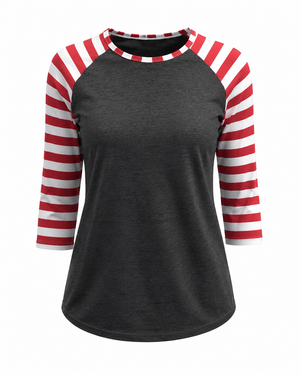 ILTEX Apparel Adult Clothing Candy Cane Charcoal Red Stripes Top