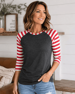 ILTEX Apparel Adult Clothing Candy Cane Charcoal Red Stripes Top