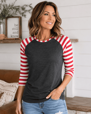 ILTEX Apparel Adult Clothing Candy Cane Charcoal Red Stripes Top