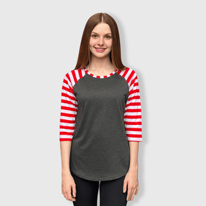 ILTEX Apparel Adult Clothing Candy Cane Charcoal Red Stripes Top