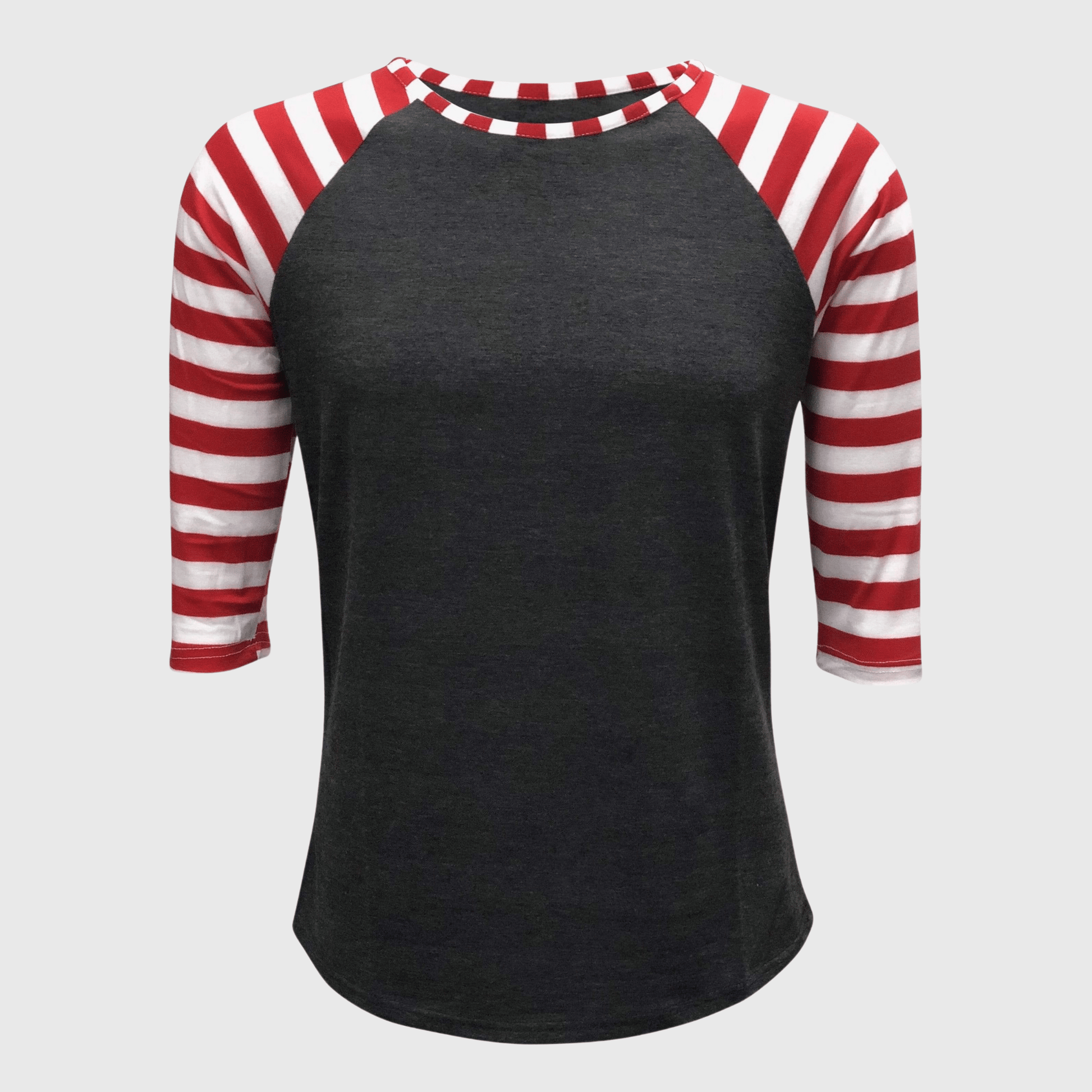 ILTEX Apparel Adult Clothing Candy Cane Charcoal Red Stripes Top