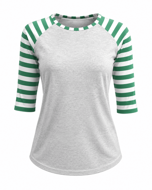 ILTEX Apparel Adult Clothing Candy Cane Gray Green Stripes Top