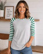 ILTEX Apparel Adult Clothing Candy Cane Gray Green Stripes Top