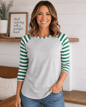 ILTEX Apparel Adult Clothing Candy Cane Gray Green Stripes Top
