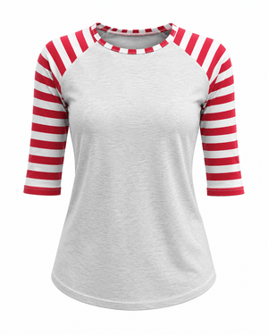 ILTEX Apparel Adult Clothing Candy Cane Gray Red Stripes Top
