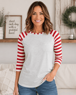 ILTEX Apparel Adult Clothing Candy Cane Gray Red Stripes Top