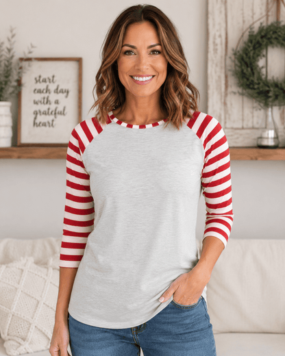 ILTEX Apparel Adult Clothing Candy Cane Gray Red Stripes Top