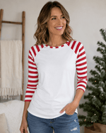 ILTEX Apparel Adult Clothing Candy Cane White Red Stripes Polyester Top