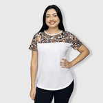 ILTEX Apparel Adult Clothing Cheetah Abstract White Short Sleeve Top