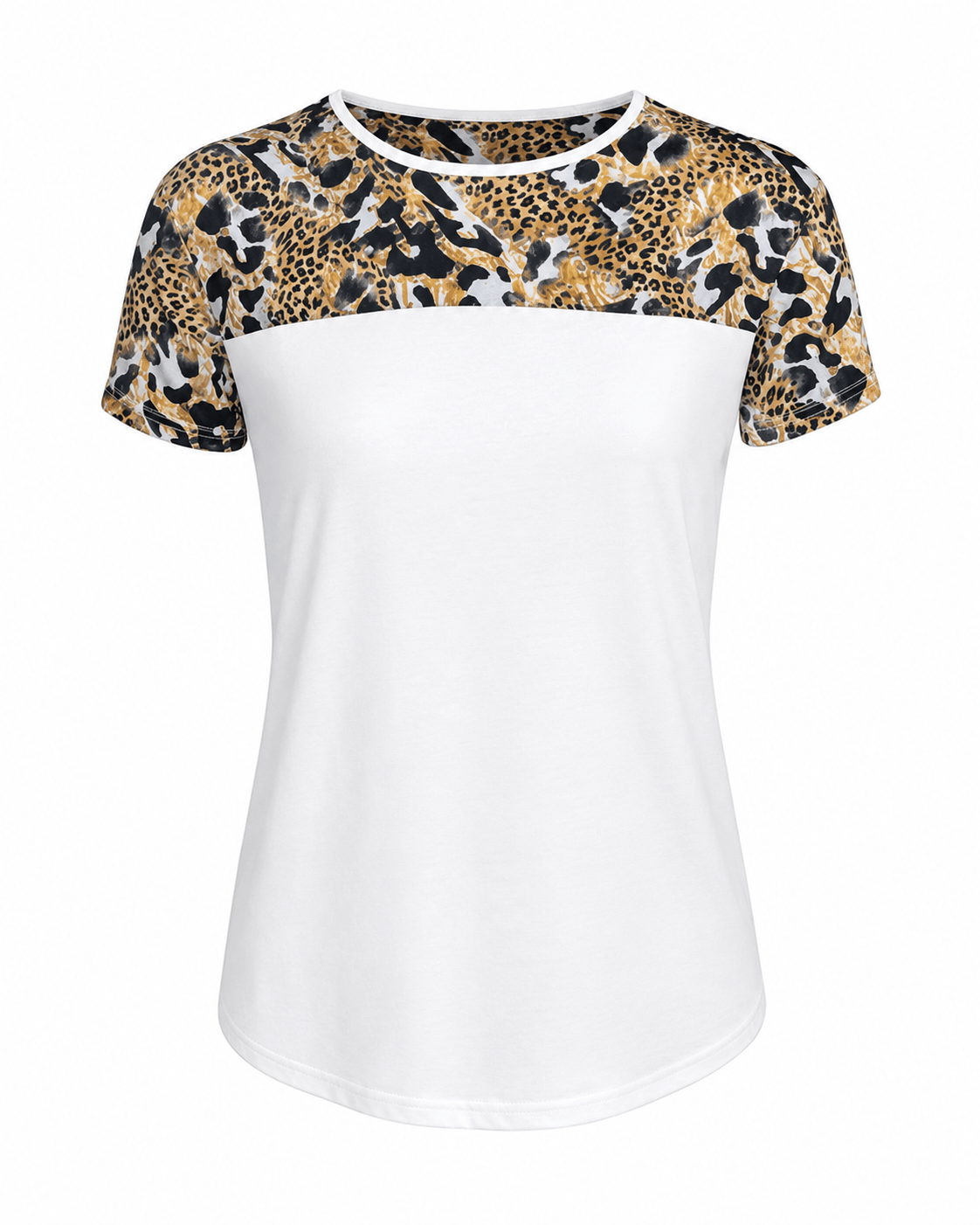 ILTEX Apparel Adult Clothing Cheetah Abstract White Short Sleeve Top