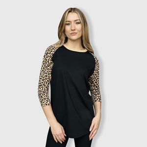 ILTEX Apparel Adult Clothing Cheetah Animal Print Black Top