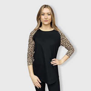 ILTEX Apparel Adult Clothing Cheetah Animal Print Black Top