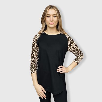 ILTEX Apparel Adult Clothing Cheetah Animal Print Black Top