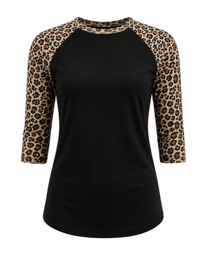 ILTEX Apparel Adult Clothing Cheetah Animal Print Black Top
