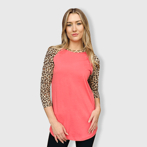 ILTEX Apparel Adult Clothing Cheetah Animal Print Coral Top