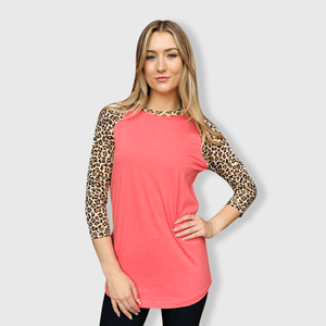 ILTEX Apparel Adult Clothing Cheetah Animal Print Coral Top