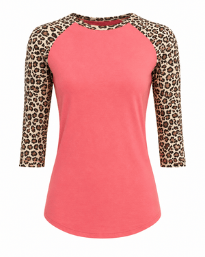 ILTEX Apparel Adult Clothing Cheetah Animal Print Coral Top