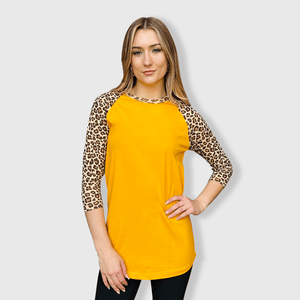 ILTEX Apparel Adult Clothing Cheetah Animal Print Gold Top