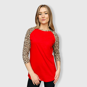 ILTEX Apparel Adult Clothing Cheetah Animal Print Red Top