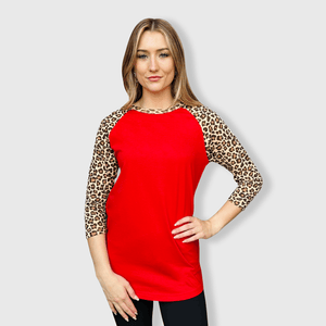 ILTEX Apparel Adult Clothing Cheetah Animal Print Red Top