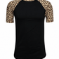 ILTEX Apparel Adult Clothing Cheetah Animal Print Short Sleeve Black Top