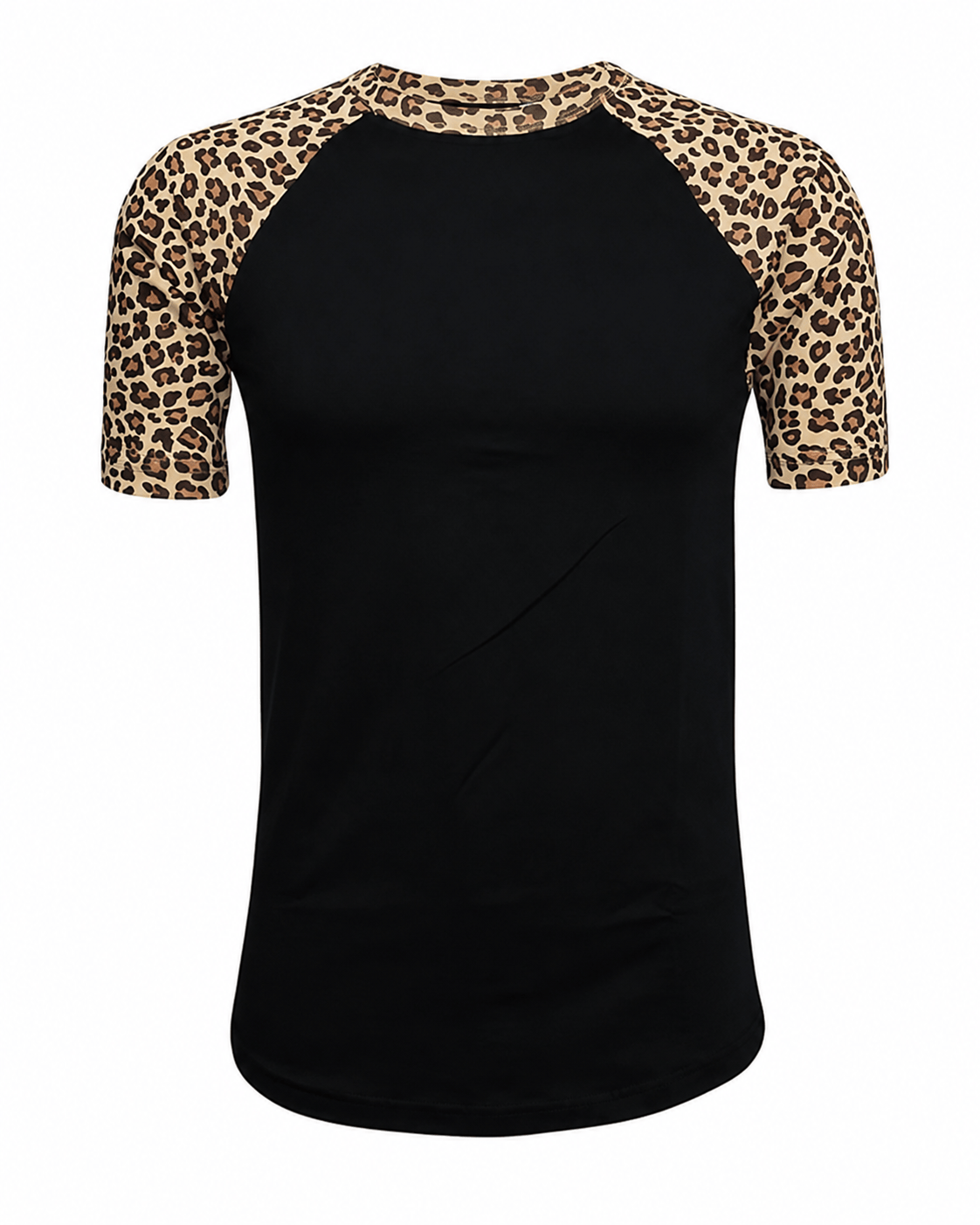 ILTEX Apparel Adult Clothing Cheetah Animal Print Short Sleeve Black Top