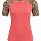 ILTEX Apparel Adult Clothing Cheetah Animal Print Short Sleeve Coral Top