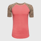 ILTEX Apparel Adult Clothing Cheetah Animal Print Short Sleeve Coral Top