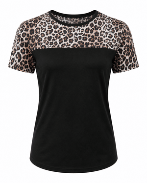 ILTEX Apparel Adult Clothing Cheetah Dark Black Short Sleeve Top
