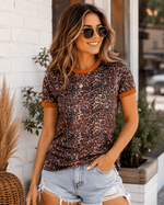 ILTEX Apparel Adult Clothing Cheetah Dark Rust Short Sleeve Top