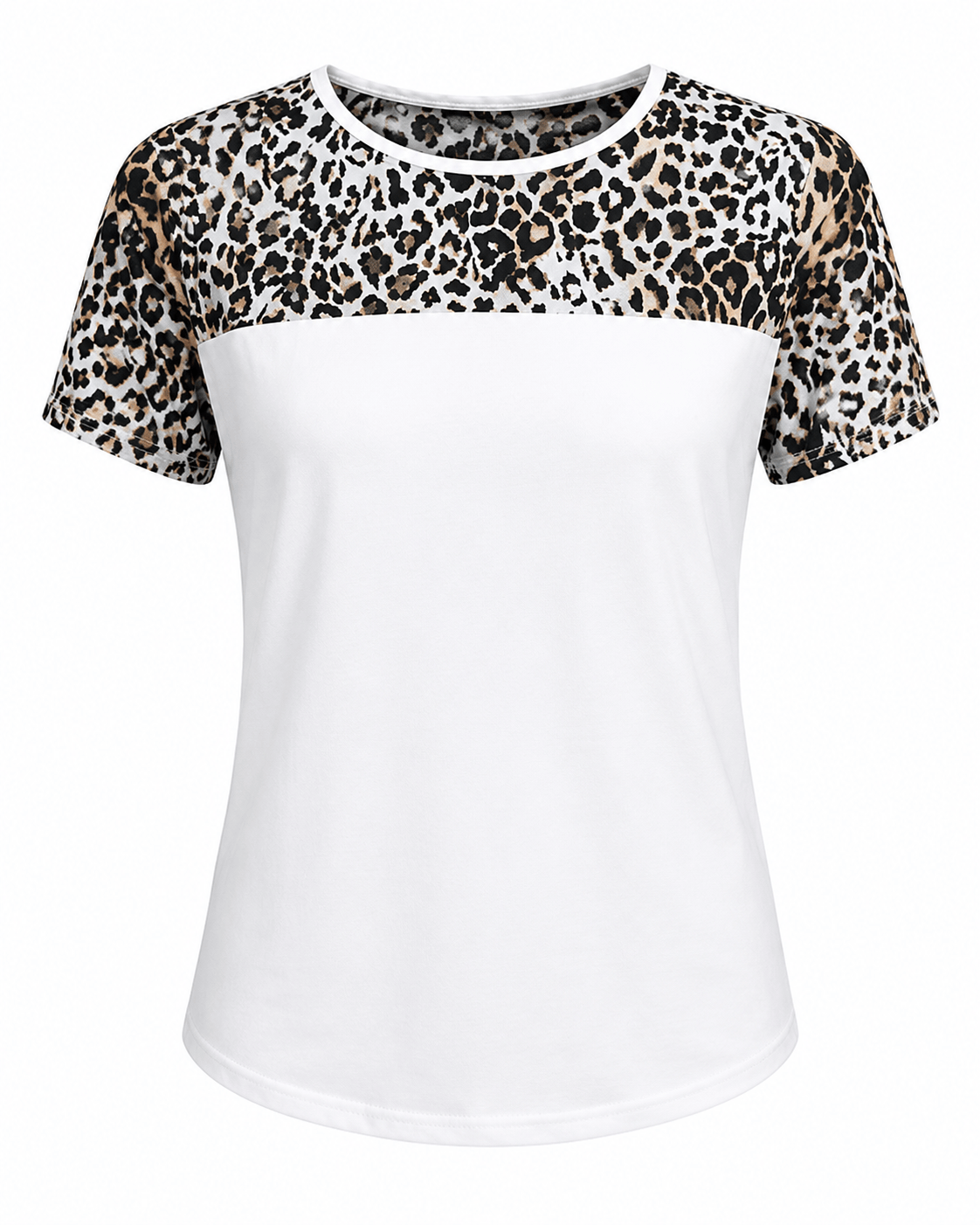 ILTEX Apparel Adult Clothing Cheetah Dark White Short Sleeve Top