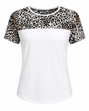 ILTEX Apparel Adult Clothing Cheetah Dark White Short Sleeve Top