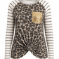 ILTEX Apparel Adult Clothing Cheetah Faded Stripe Knot Sequin Top