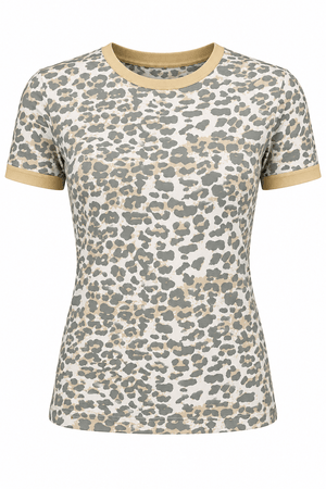 ILTEX Apparel Adult Clothing Cheetah Faded Tan Short Sleeve Top